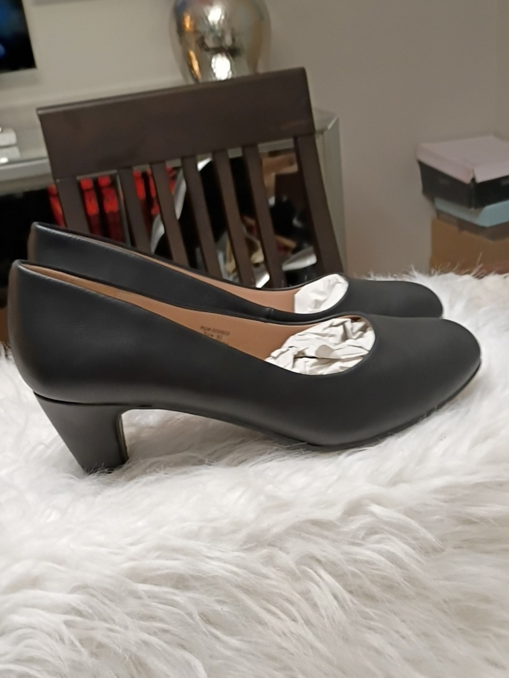New Journee Collection Luu-M Black Mid-Heel Round-Toe Faux Leather Pumps 8.5 - Picture 4 of 14